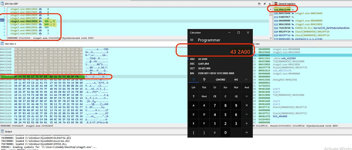 Shellcode start address in memory