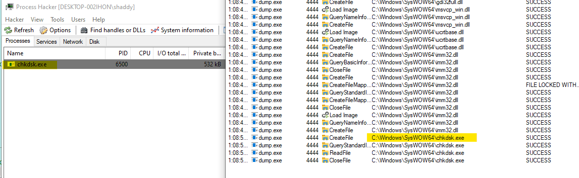 Injected shellcode observed in IDA64