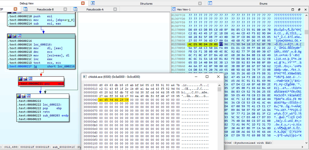 Injected buffers observed with injectionview