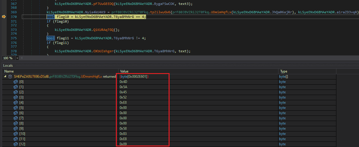 MZ bytes in returned buffer